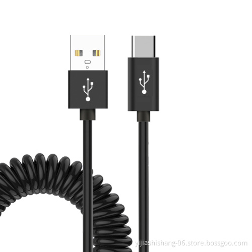 Wholesale Coiled Mini USB Cable Right-Angle 90 Degree USB 2.0A to Mini USB Spring Cable